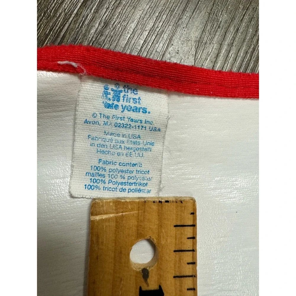 Vintage Winnie the Pooh Piglet Baby Bib Red Trim Crumb Catcher First Years USA